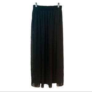 American Apparel Sheer Poly Chiffon Maxi Skirt / Coverup - M/L - Black